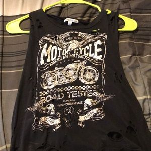 Black Ripped Crop Muscle Tank